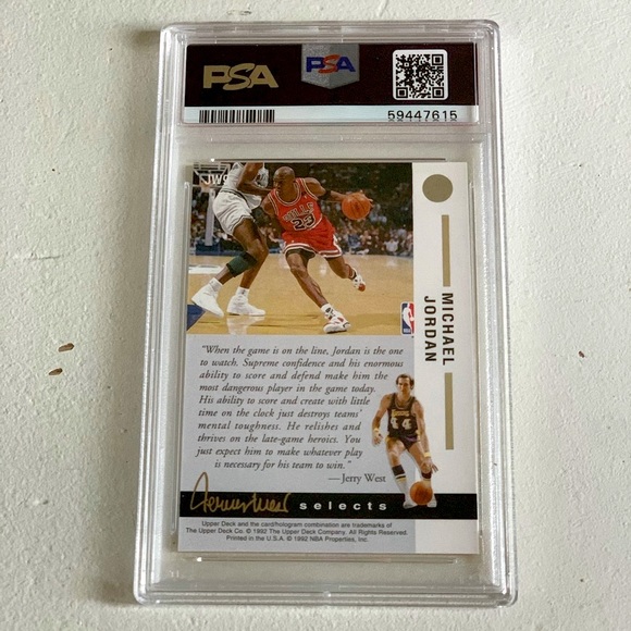 1992 Upper Deck Michael Jordan, Jerry West Selects Card PSA 7 - Picture 2 of 2